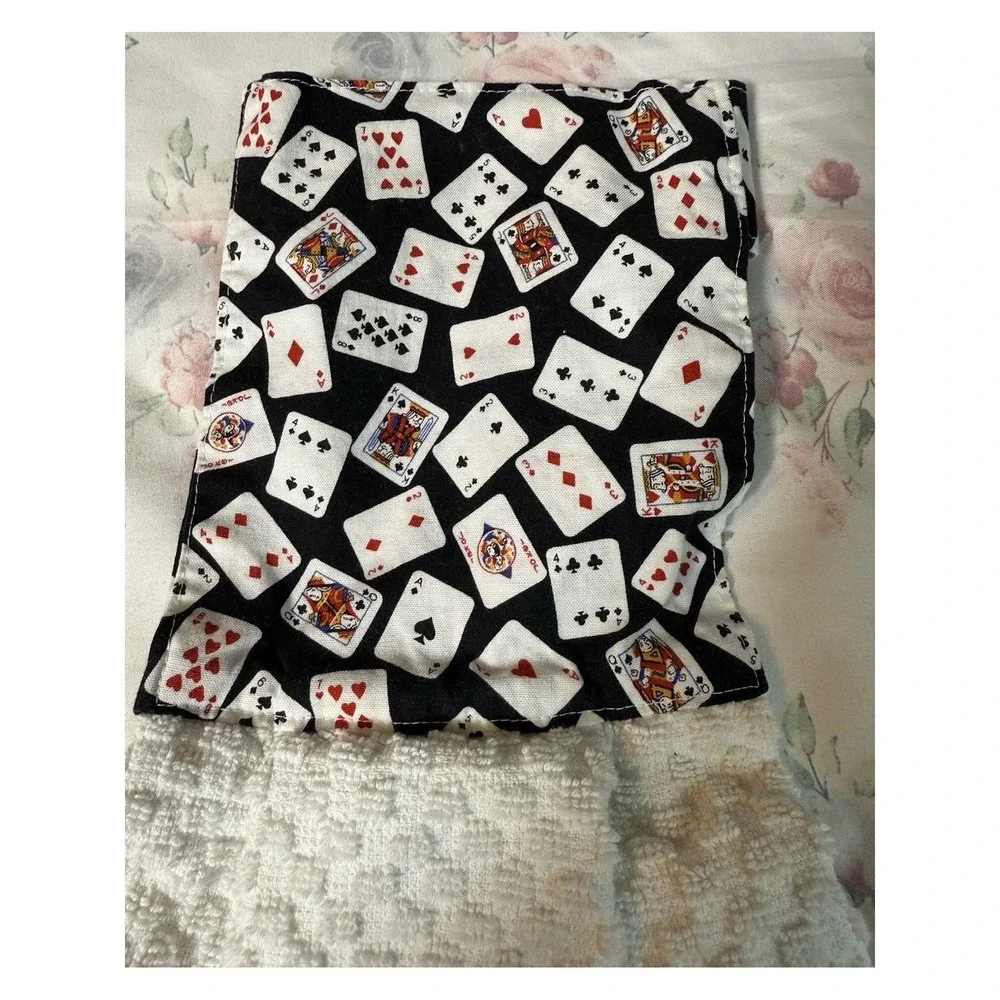 Playing Cards Kitchen Hand Towel Hanging Dish Towel‎ Black White 6x18